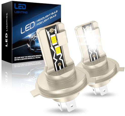 OVVOFPP Ampoules H4 LED, 80W 28000LM 6500K Blanc Phares pour Voiture, 6 Fois Super Luminosité, 1:1 Mini LED H4 Remplacement Halogène et Xénon Kit, Ampoule h4