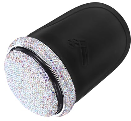 FIXOSHEE Cendrier de Voiture Métallique Compact avec Couvercle Anti-Fumée Éclairage LED Automatique Orné de Strass Accessoire Polyvalent pour Porte-Gobelet pour Usage Automobile et