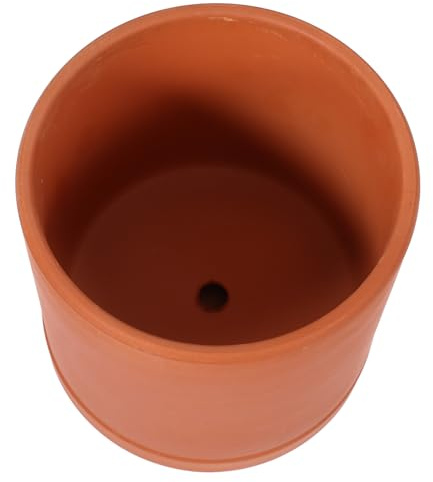TIKODIDA Macetas de Terracota Cilíndricas Drenaje para Suculentas y Potos, Jardinera de Barro Transpirable para Interior y Exterior, Tamaño Mediano, 1 Pieza