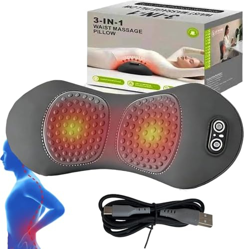 3 in 1 Massage Pad, 3-zonen Rücken Tiefenmassagegerät, Triple Therapy Massagegerät, Wärme, Dekompression und Massage (Grau)