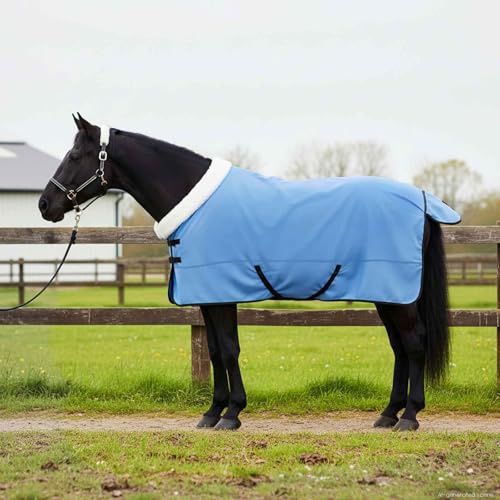 Kaloriko Couverture Équine Aqua Complet Fleece Polaire légère résistante au Vent pour Cheval extérieur Protection Hiver