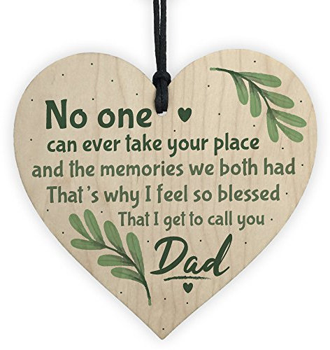 Red Ocean Dad Graveside Memorial Remembrance Wooden Heart Grave Plaque Cemetery Garden Sign