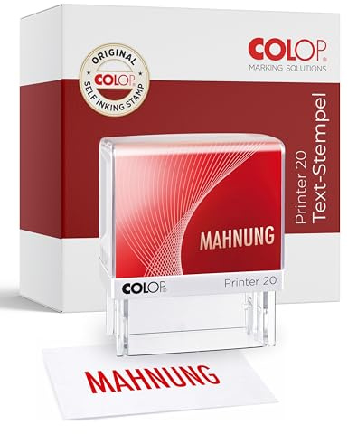 COLOP Printer 20 I MAHNUNG Stempel I selbstfärbender Bürostempel I Abdruck 14 x 38 mm I langlebiger Textstempel mit integriertem Farbkissen rot I ideal für Bürobedarf