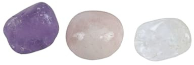 Coco Papaya Lot de 3 Petites Pierres roulées Triangle d'or - Améthyste, Quartz Rose, Cristal de Roche