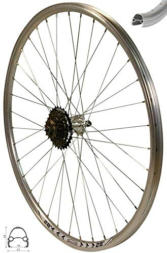 Redondo 28 Zoll Hinterrad Laufrad Hohlkammer Felge QR Silber + 6-Fach Kranz