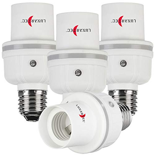 Lunartec Lampenadapter: 4er Pack Lampensockel-Adapter E27 auf E27 mit Helligkeitssensor (Klatschlampen Adapter, Lampenfassung mit Dämmerungssensor, Auto)