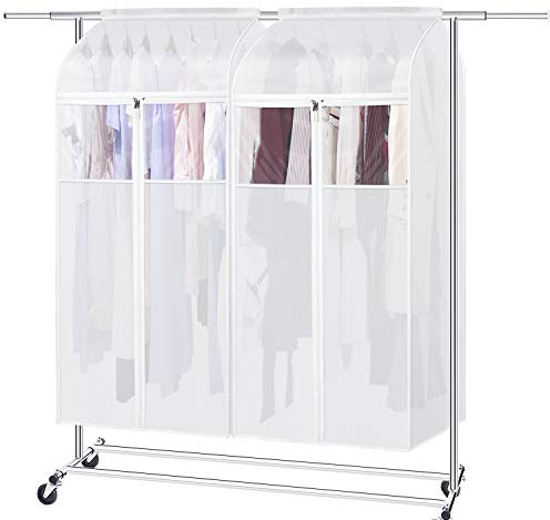Zilink Hanging Garment Bags for Storage 54 inch 2Pack Large Garment Rack Cover Suit Bags Organizer Hanging Clothes Cover for Suit Coats Jackets Dress Closet Storage
