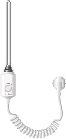 ECD Germany Termostato Regolatore Elettronico di Temperatura per Radiatori da Bagno 1/2 Bianco Acciaio Inox 1200W Riscaldatore Elettrico Resistenza Elettrica Scaldasalviette Asta Riscaldante
