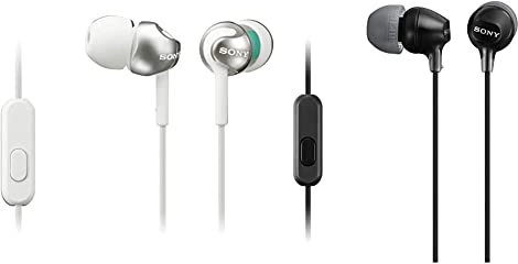 Sony Mdr-Ex110Ap Cuffie In-Ear Con Microfono, Auricolari In Silicone, Bianco & Mdr-Ex15Ap Cuffie In-Ear Con Microfono, Auricolari In Silicone, Nero