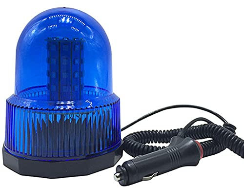 YARUMD Luz Emergencia Coche,360 Rotativo 2 Modos LED Luz De Advertencia Luz Estroboscópica con Cable IP65 Impermeable con Base Magnética para Camión Remolque Tractor,Azul