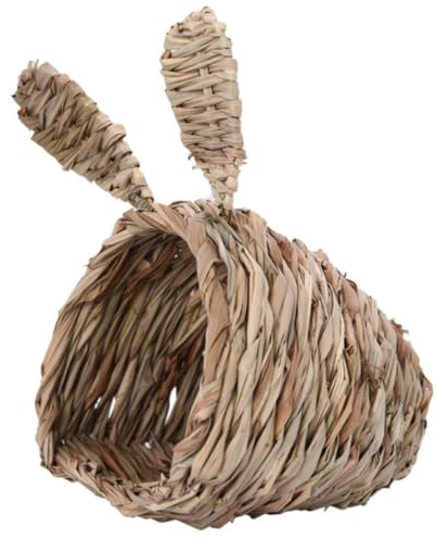 VILLCASE Rabbit Grass House, Handmade Woven Grass Chinchilla Nest Rabbit Sleeping Nest Bunny Natural Hideaway Play Toys Hamster Chew Toys for Guinea Pig Gerbils Chinchilla Small Animals