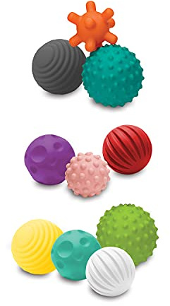 Infantino Textured Multi Ball Set - Toy for Sensory Exploration and Engagement for Ages 6 Months and up, 10 Piece Set