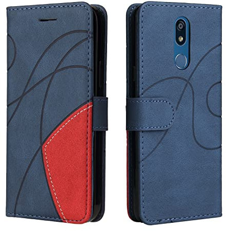 Fatcatparadise Kompatibel mit LG K40 / K12 Plus Hülle, Leder PU Brieftasche Handyhülle Flip Case Silikon Bumper Schutzhülle Klapphülle. Lederhülle mit Kartenfächern und Standfunktion (Blau)