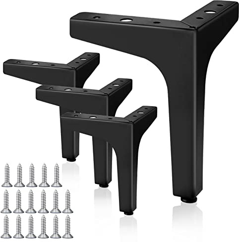 Herbst 4 Stück Schwarz Möbelfüße 15cm Dreieck Möbelbeine Metall, DIY Ersatz für Schrank füße, Tischbeine, TV-schrankfüße, Sofa Füße andere Möbelbeine（Black 4pcs-15cm）