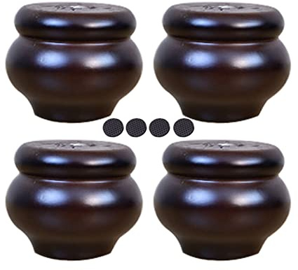 4 Stück Massivholz Ersatz Möbelfüße, Moderne Vintage Schrankfüße, Antike Möbelbeine mit Montageplatten Schrauben, für TV-Ständer Couchtisch Sofa Couch Ottomane (6cm/2.36in)