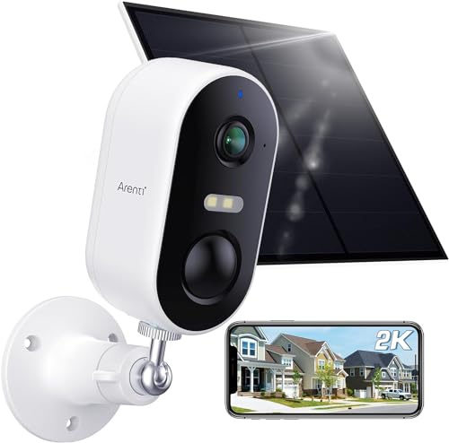 ARENTI Drahtlose Outdoor-Sicherheitskamera Solarpanel, wiederaufladbare batteriebetriebene 1080P WiFi Überwachungskamera, Nachtsicht, 2-Wege-Audio, IP65 wetterfest, Bewegungserkennung