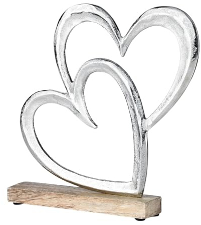 Marrakech - Espositore decorativo a forma di cuore, 20 cm, grande | Oggetto decorativo Amour 8 come decorazione da tavolo per davanzale della finestra, argento