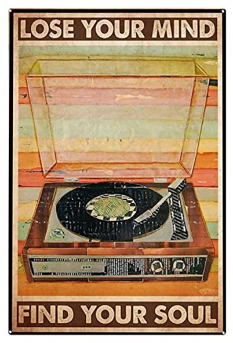 917 Metallschild Grammophone, Lose Your Mind Find Your Soul Print, Music Hanging, Music Prints, Music Music-2S Eisenmalerei Retro Dekoschild Blechschild Vintage Vintage Blechschilder 20x30 cm