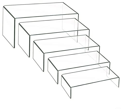 HOHOVYVY 5 Stück Klare Acryl Display Sockel, Kunststoff Deko Vitrine Ständer In 5 Größen Für Regale, Treppen Deko & Arbeitsflächen - Display Stand Für Schmuck, Einzelhandel, Figuren, Cupcakes