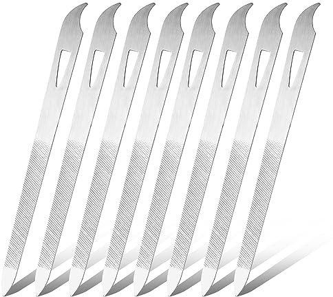 simarro 6 Pack Nagelfeilen für Naturnägel, Metall-Nagelfeile 5,5'' Edelstahl dünne langlebige Nagelfeile mit gekrümmter scharfer Spitze doppelseitige Maniküre Pediküre Zehennägel Werkzeuge