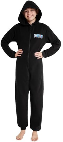 One Piece Pigiama Intero Bambino - Pigiamone in Pile Caldo 7-14 Anni - Pigiami Interi Bambini con Cappuccio Anime Gadget Regalo