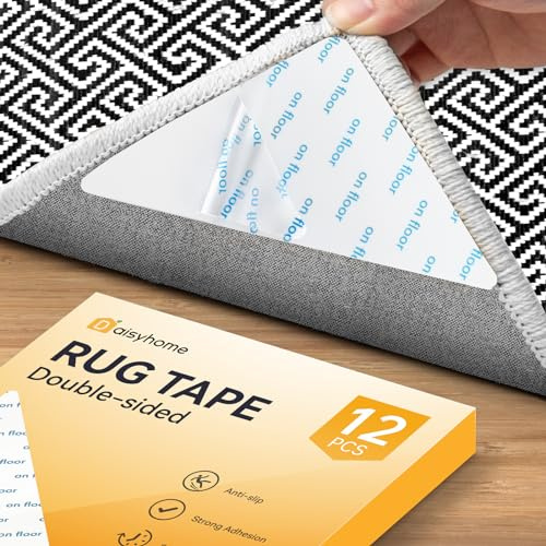 Daisyhome 12PCS Carpet Tape, Rug Tape Gripper for Hardwood Floor