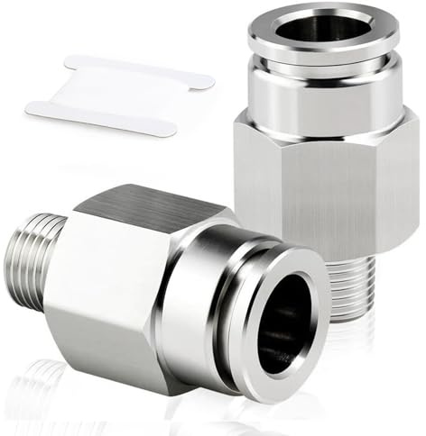 TAILONZ PNEUMATIC Racor recto macho de 12 mm de diámetro exterior x 1/4 pulg rosca BSP para racores cobre niquelado TPC12-02 (pack de 2)