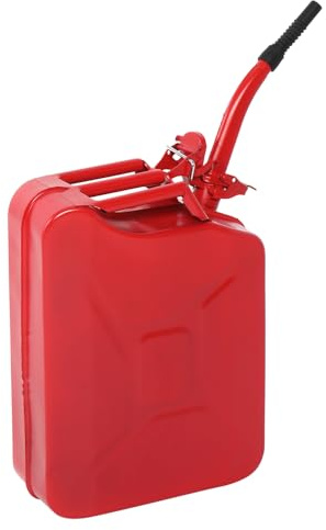 Petrol Can 20L, Jerry Can Fuel Can Fuel Oil Storage Can Metal Petrol Diesel Tank with Spout, Metal Water Container Cans Large Liquid Storage Canister For Diesel,Petrol,Oil& Water Container, Army Red