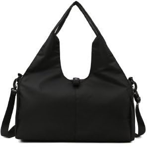 Yogatasche,Sporttasche Damen mit Schuhfach und Nassfach Tragetasche Gym Tasche Wasserdicht für Damen Yoga Schwimmen (Schwarz)