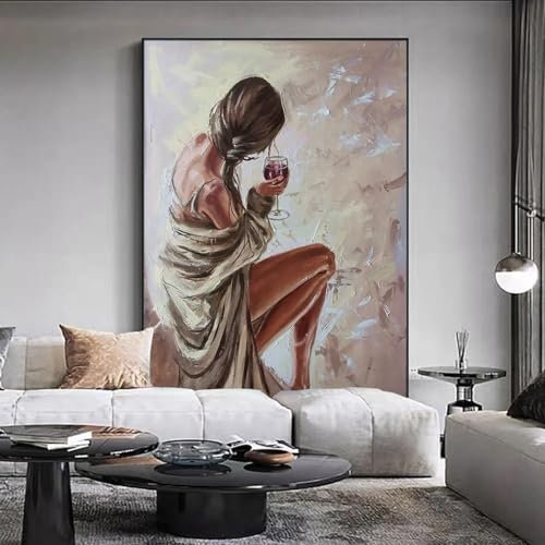ZHAOLIN Figur Sexy Frauen Strand Ölgemälde Druck auf Leinwand Abstrakte Boho Portrait Poster Zimmer Wandkunst Bilder für Wohnkultur 70x100cm (28x39in) Rahmenlos