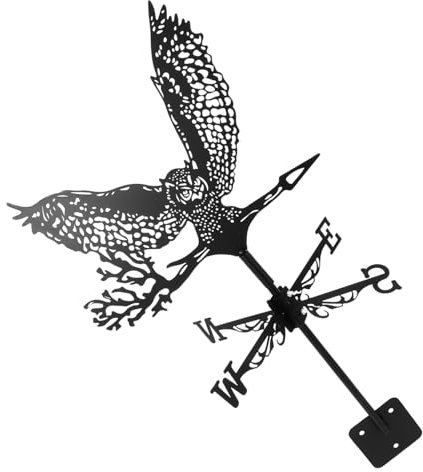Happyyami Girouette Décorative Vent Indicateur Rétro pour Jardin Et Extérieur Oiseau Hibou Décoration De Toiture
