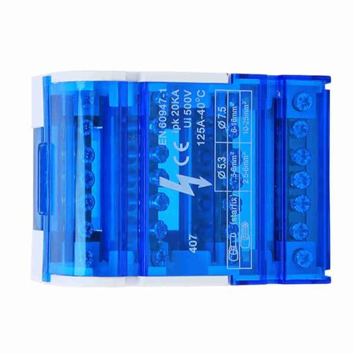 4-Level Single Phase Junction Box, Enhanced Safety Wiring Block Din Rail Terminal Distribution Box 407 with Translucent Dust Cover for Electrical Engineering