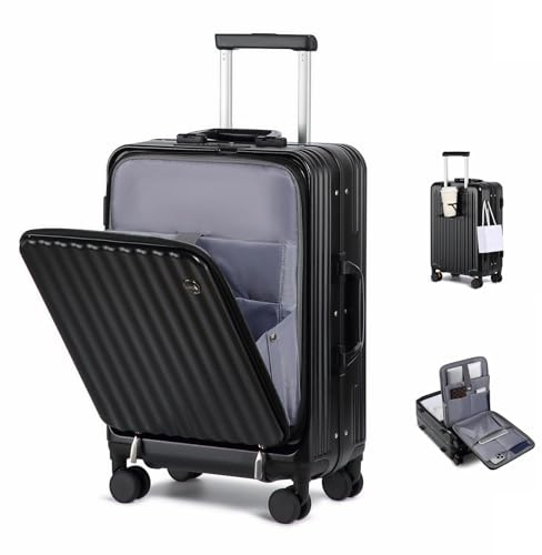 Sea Choice Bagage med frontöppning 20 tum PC resväska med hårt skal Handbagage Frontöppning med TSA-lås 4 hjul Datorfack USB-laddningsportar och kopphållare