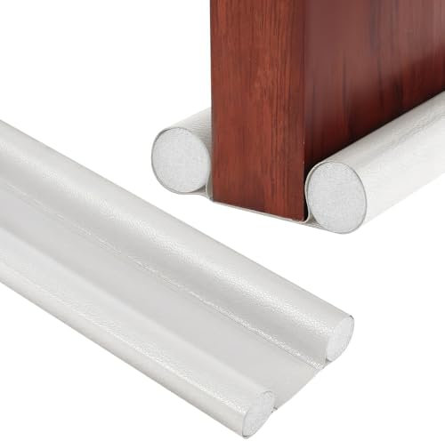 UTXN 37 Zoll/96 cm Tür-Zugluftstopper, doppelseitiger Tür-Zugluftstopper, Zugluftstopper für Türen, Verstellbarer schalldichter Zugluftstopper für die Unterseite des Fensters (weiß)