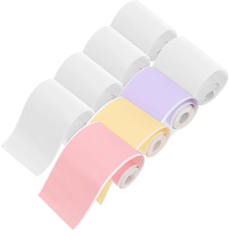 Tofficu 8rollen Mini Thermodrucker Papier Für Selbstklebende Etiketten Farbige Druckrollen Wasserfest Und Kompatibel Mit Tragbaren Druckern Für Notizen Und Etikettierung