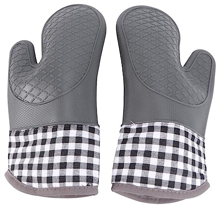 Amosfun 2pcs Insulated Scald Gloves Silicone Heat Insulation Hot Microwave Oven Gloves for Home Grey Kitchen Oven Heat Resistant