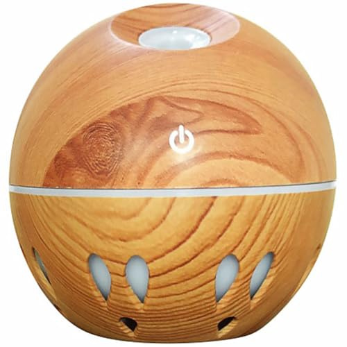 JEWEDECO Diffusor Luftbefeuchter Mini Aroma Diffuser Leiser Dekorativer Luftbefeuchter Für Ätherische Öle Holzoptik，Aroma Diffuser, Handgefertigt Glas Diffusor Für Büro Und Zuhause