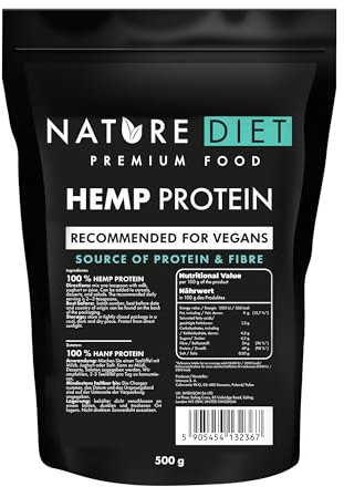Nature Diet Hemp Protein | 500g | Plant-Based Protein Powder | High in Fibre | Vegan, Gluten-Free & Lactose-Free | Ideal for Smoothies, Shakes & Baking
