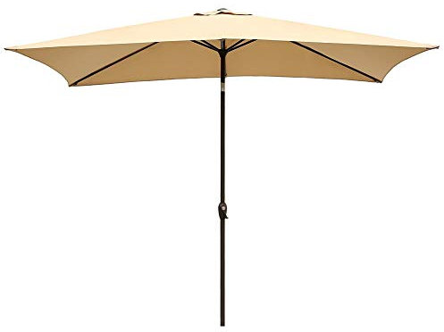 WOTZOV Parasol de Jardin inclinable 2,0 × 3,0 m, Grand Parasol d'extérieur avec manivelle, Protection UV et étanche, pour terrasse, Plage, Piscine, marché