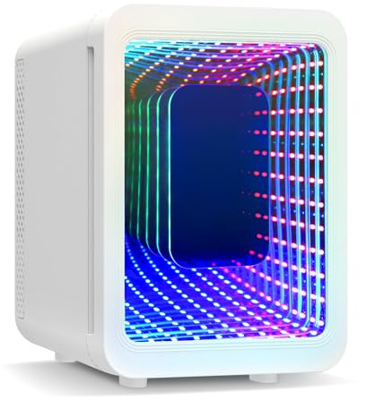 eklipt Mini Fridge, Skincare Fridge with RGB LED Mirror(4 Liter/6 Can), AC/DC Portable Mini Cooler & Warmer for Drinks, Cosmetics/Makeup/Skincare,White, For Bedroom, Office and Car