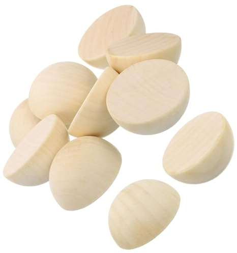 Unifizz Lot de 15 demi-boules en bois naturel brut de 50 mm à dos plat en bois massif pour peinture, bricolage, loisirs créatifs, jouets pour enfants, décoration de fête