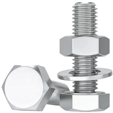 Drenky Tornillos Hexagonales M10 X 25 mm Juego de Tornillos y Tuercas Arandelas 10 Piezas Pernos y Tuercas Acero Inoxidable A2 V2A, DIN933 / DIN934 / DIN125