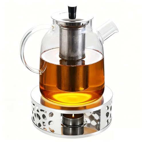 1,8 l tekanna glas med värmare, tekanna glas med sil, tekanna med sil, borosilikatglas teapot teapot, glastebryggare med avtagbar siktinsats