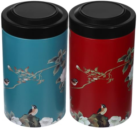BAZEITFLOW 2 Pièces Boîte à Thé Portable Ronde Boîte à Thé Scellée Avec Couvercle Vrac Pour Épices Et Feuilles