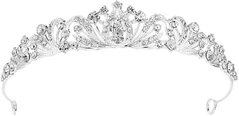 LIQWEI 1 Stück Frauen Kristall Krone, Diadem Hochzeit Krone Kristall Mädchen Strass Tiara Mit Kamm Für Hochzeit Junggesellinnenabschied Geburtstag Prom Brautdusche Weihnachten Halloween Kostüm(1)