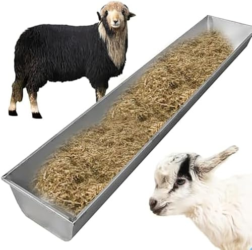 Wassertrog aus Metall, große Kapazität, für Nutztiere, Weide, Hof, Fütterung, Pferde, Schafe, Kälber, Ziegen, Futtertrog (100 cm)