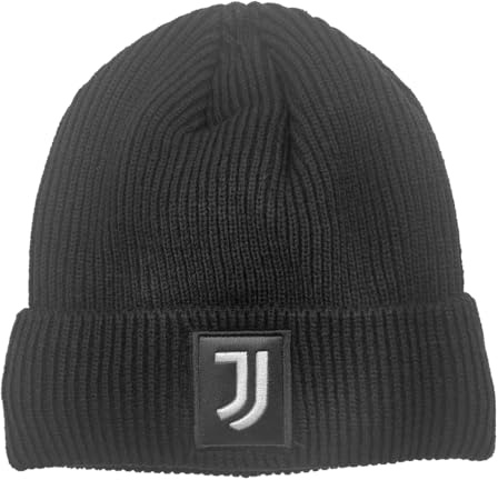 Cappello a Maglia Interno Pile con Patch Pelle Ricamato Juventus Prodotto Ufficiale