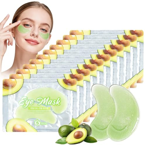 48 Pezzi Patch Occhi Antirughe, Maschera Occhi Cure, Maschera occhi Calmante Idratante, Riduce Le Rughe e le Linee Sottili, Per Uso Quotidiano Uomini e Donne (Avocado)