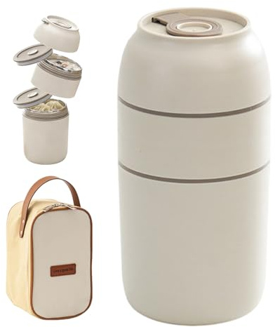 Thermobehälter für Essen 650ml, 304 Edelstahl Thermobecher Essen für Kinder & Erwachsene, BPA frei, Auslaufsicher, doppeltes Kammer-System, Thermo Lunchbox für Outdoor & Inndoor, spülmaschinengeeignet