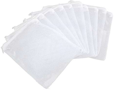 Qcwwy Sacchetti Filtranti per Acquario, 10 Sacchetti Filtranti per Acquario con Chiusura a Cerniera e Grandi Fori a Rete, per Fibra di Torba di Carbone Attivo Granulare